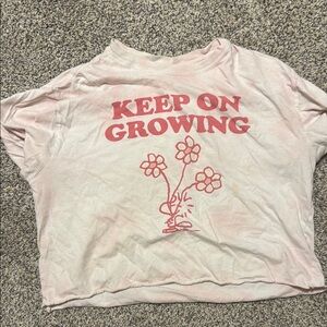 Pink Graphic Tee with Floral Design